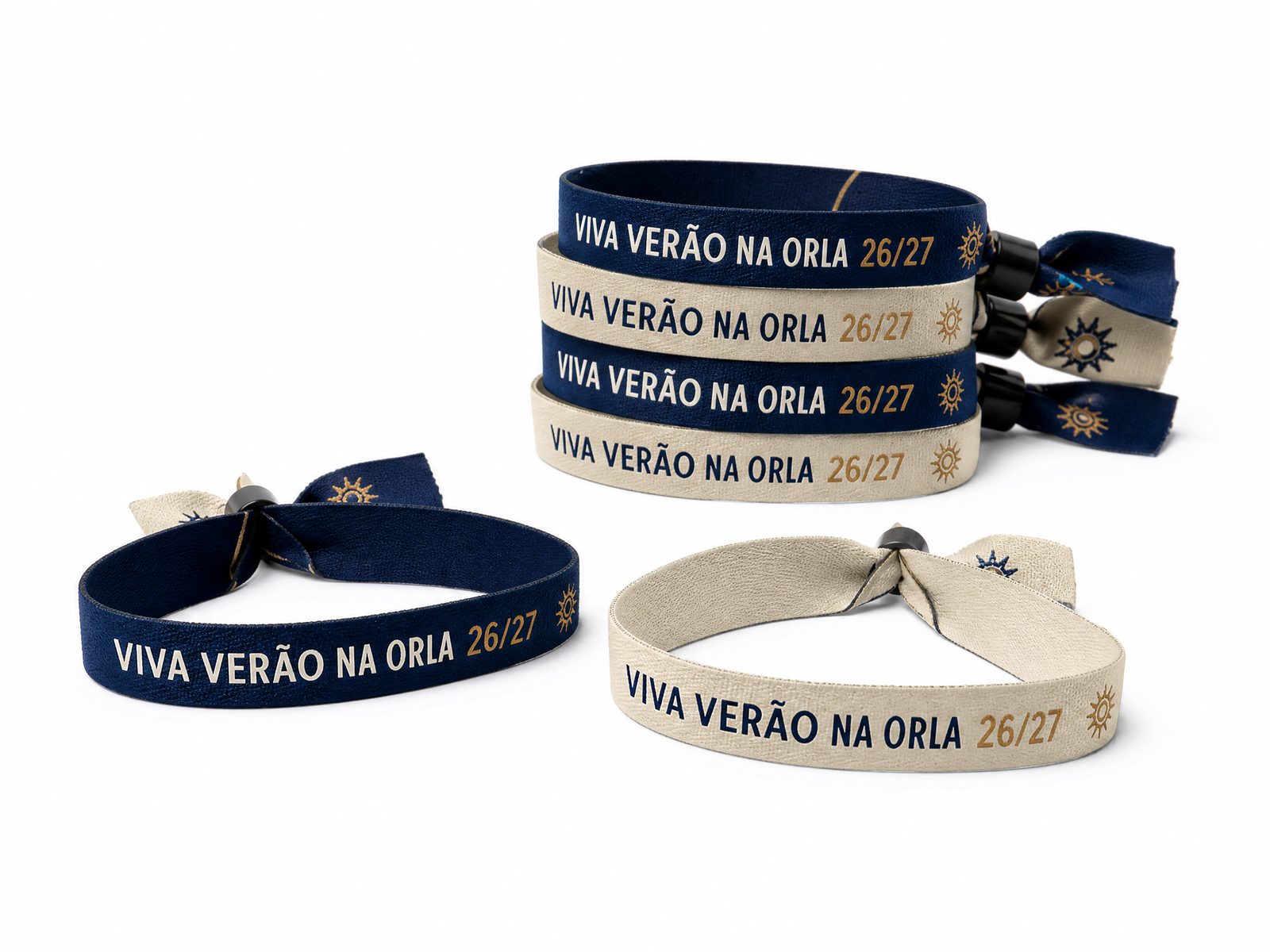 Pulseiras de tecido com a identidade do projeto